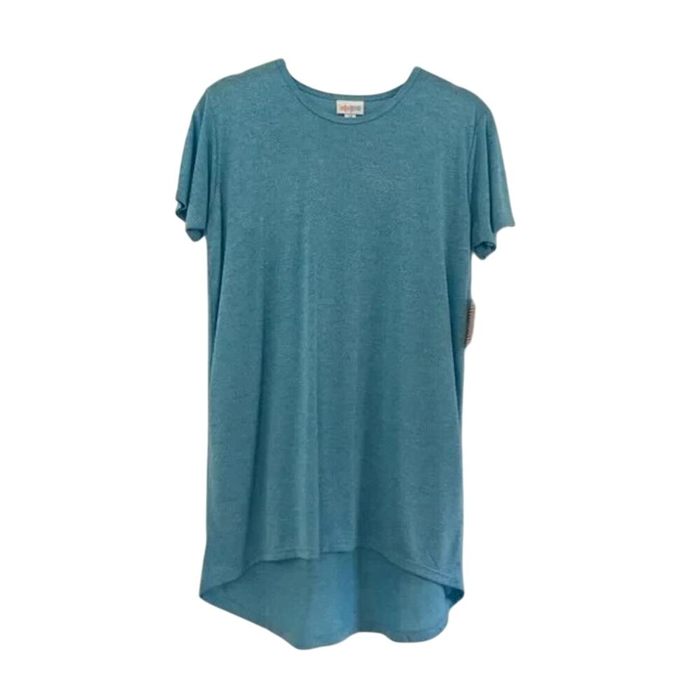 Girls tunic top high low hem sz 14 solid heather blue LuLaRoe Gracie basiccore